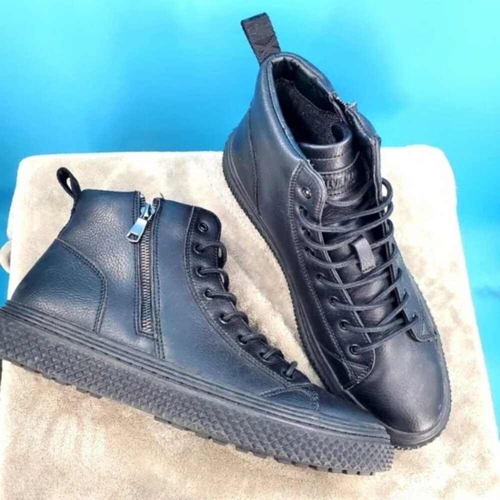 Steve Madden P-Darth men's black Leather high top sneaker/Shoes 11